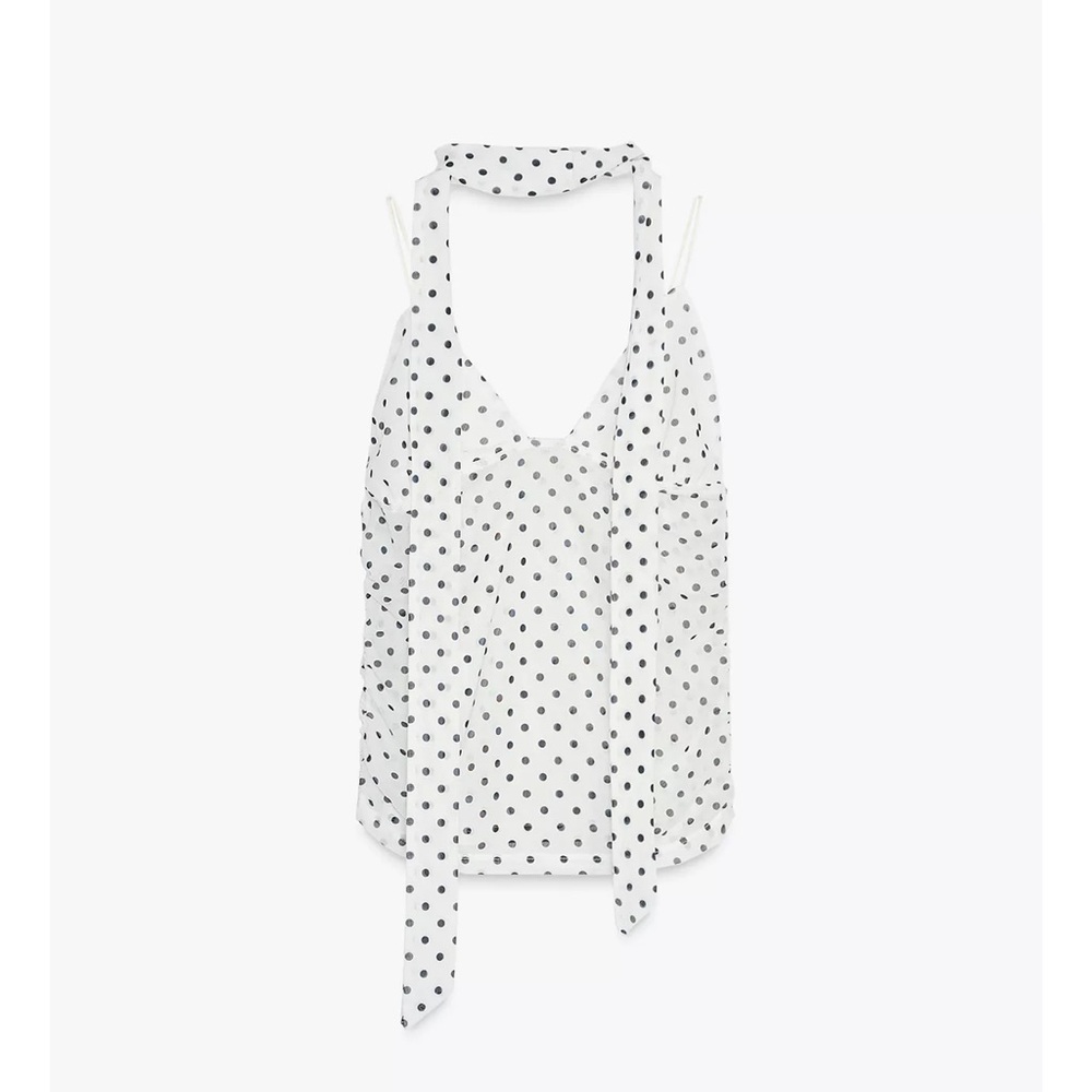 Polka Dot Halter Top - Black and White